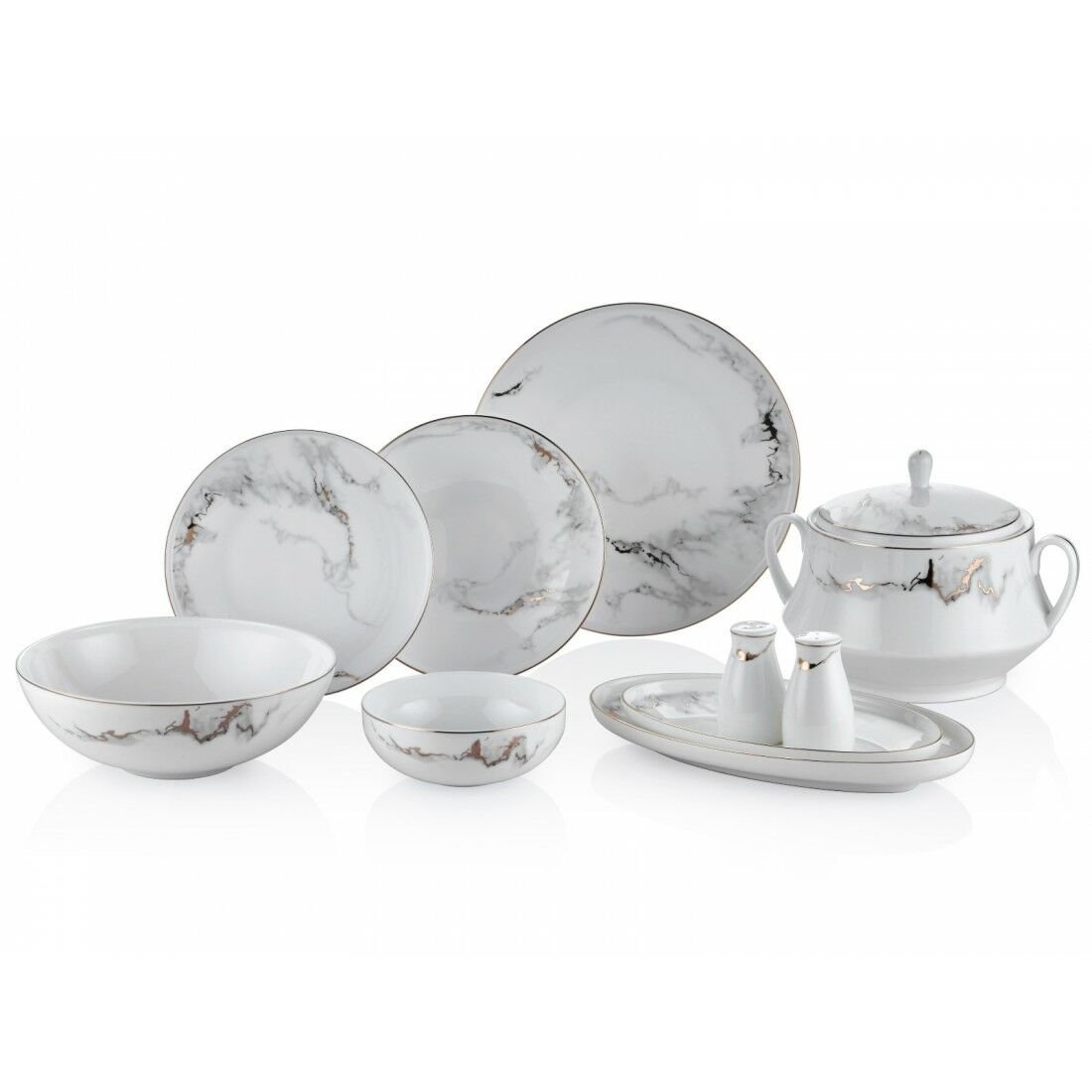 Royal London Bolivia Marble Bone China 60 Parça Yemek Takımı
