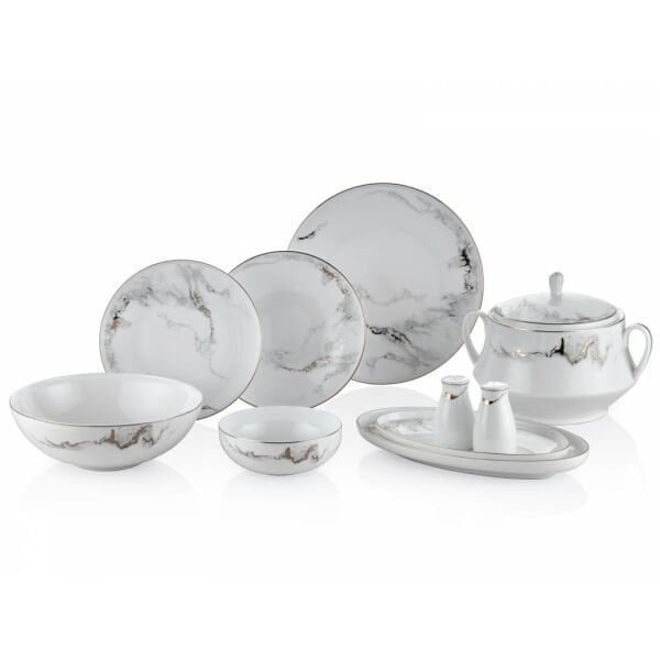 Royal London Bolivia Marble Bone China 60 Parça Yemek Takımı