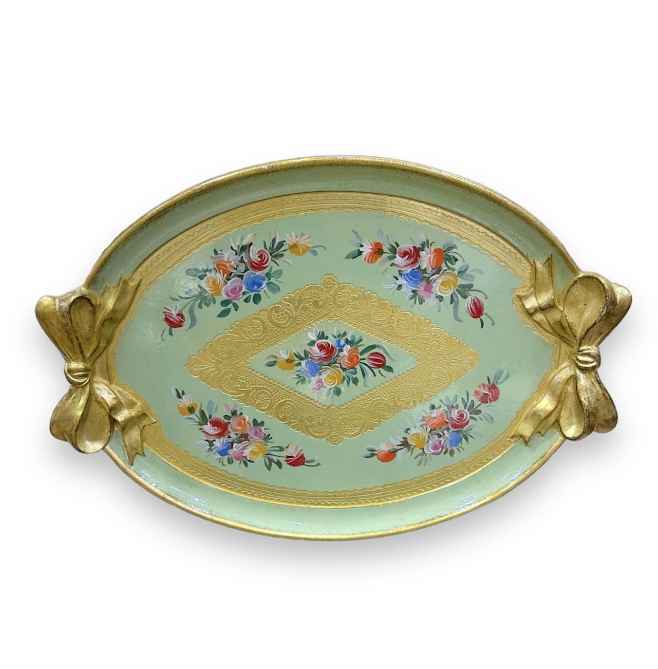 L&M Florance Art Gül Ağacı Tepsi 52*36cm Yeşil