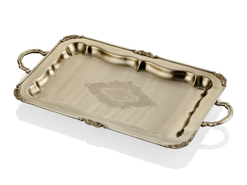 Lamedore Black Pearl Sade Büyük Gold Düz Tepsi