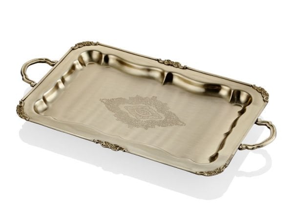 Lamedore Black Pearl Sade Büyük Gold Düz Tepsi