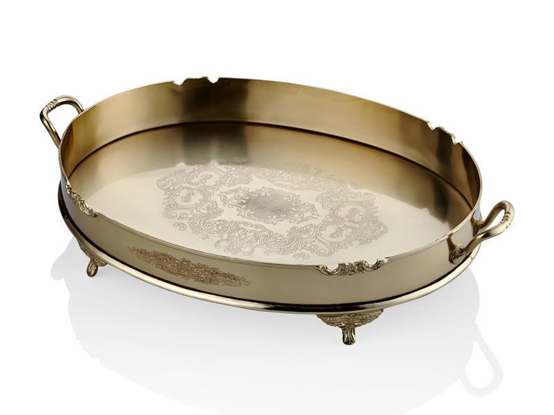 Lamedore Black Pearl Sade Büyük Gold Tepsi