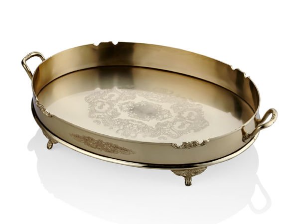 Lamedore Black Pearl Sade Büyük Gold Tepsi