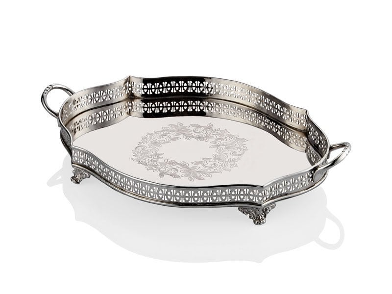 Lamedore Engrave Kulplu Oval Tepsi