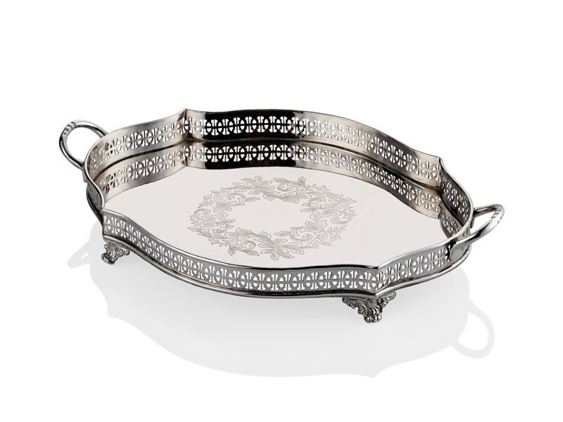 Lamedore Engrave Kulplu Oval Tepsi