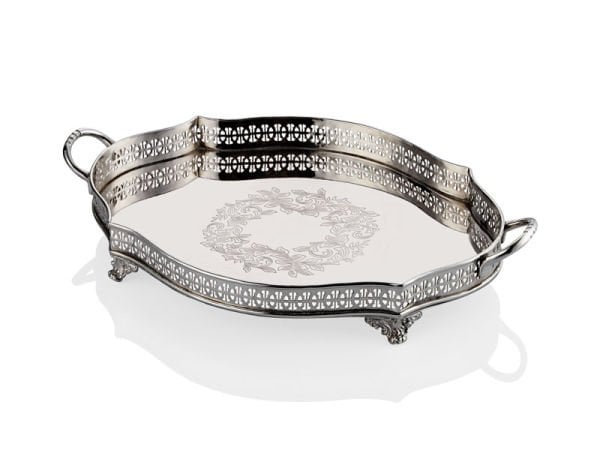 Lamedore Engrave Kulplu Oval Tepsi