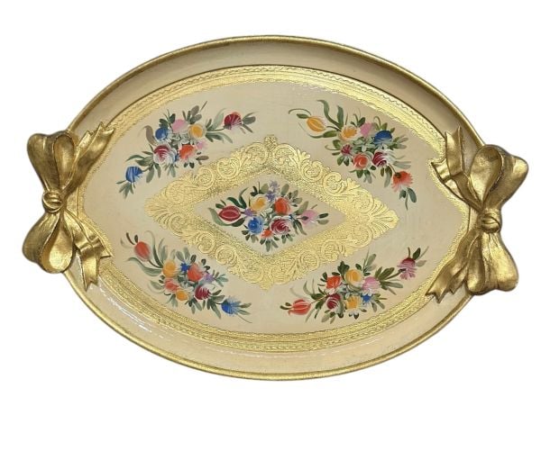 L&M Florance Art Gül Ağacı Tepsi 52*36cm Krem