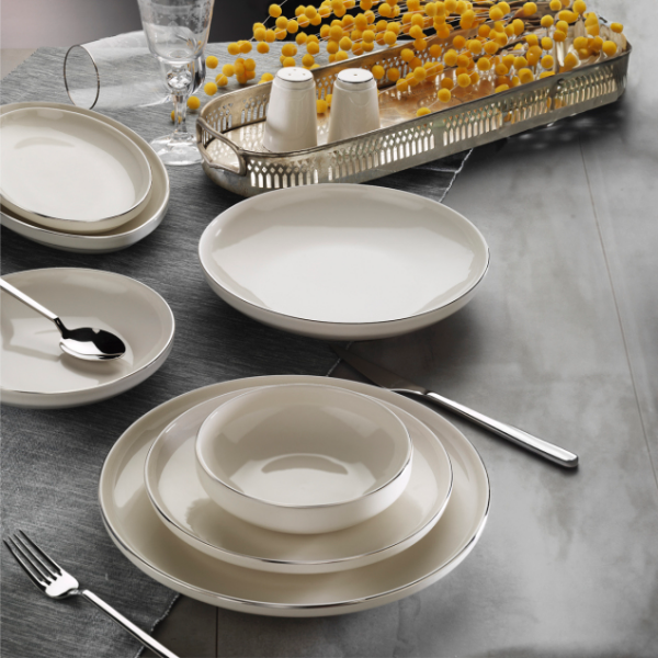 Aryıldız Acoustic 30 Parça Porselen Platin Yemek Takımı