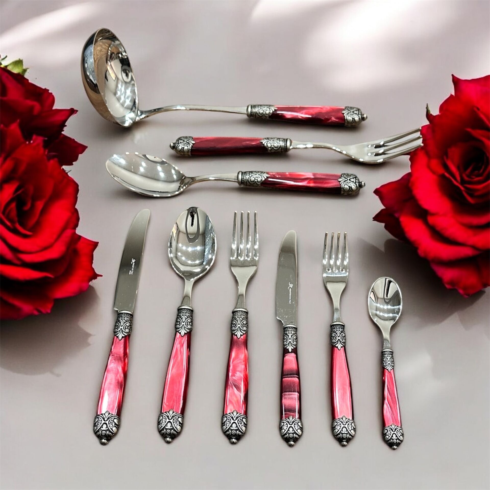 Eme Sedef Bordo 75 Parça İtalyan Çkb Takımı çift tokalı