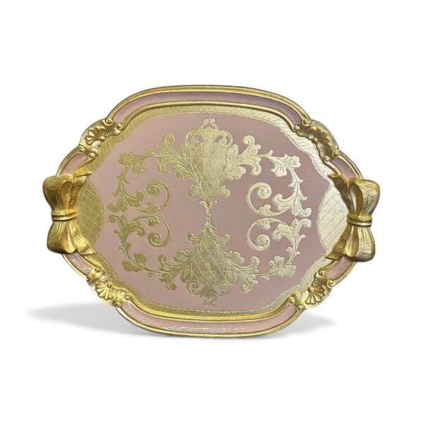 L&M Florance Art Gül Ağacı Pembe Tepsi 52*41cm