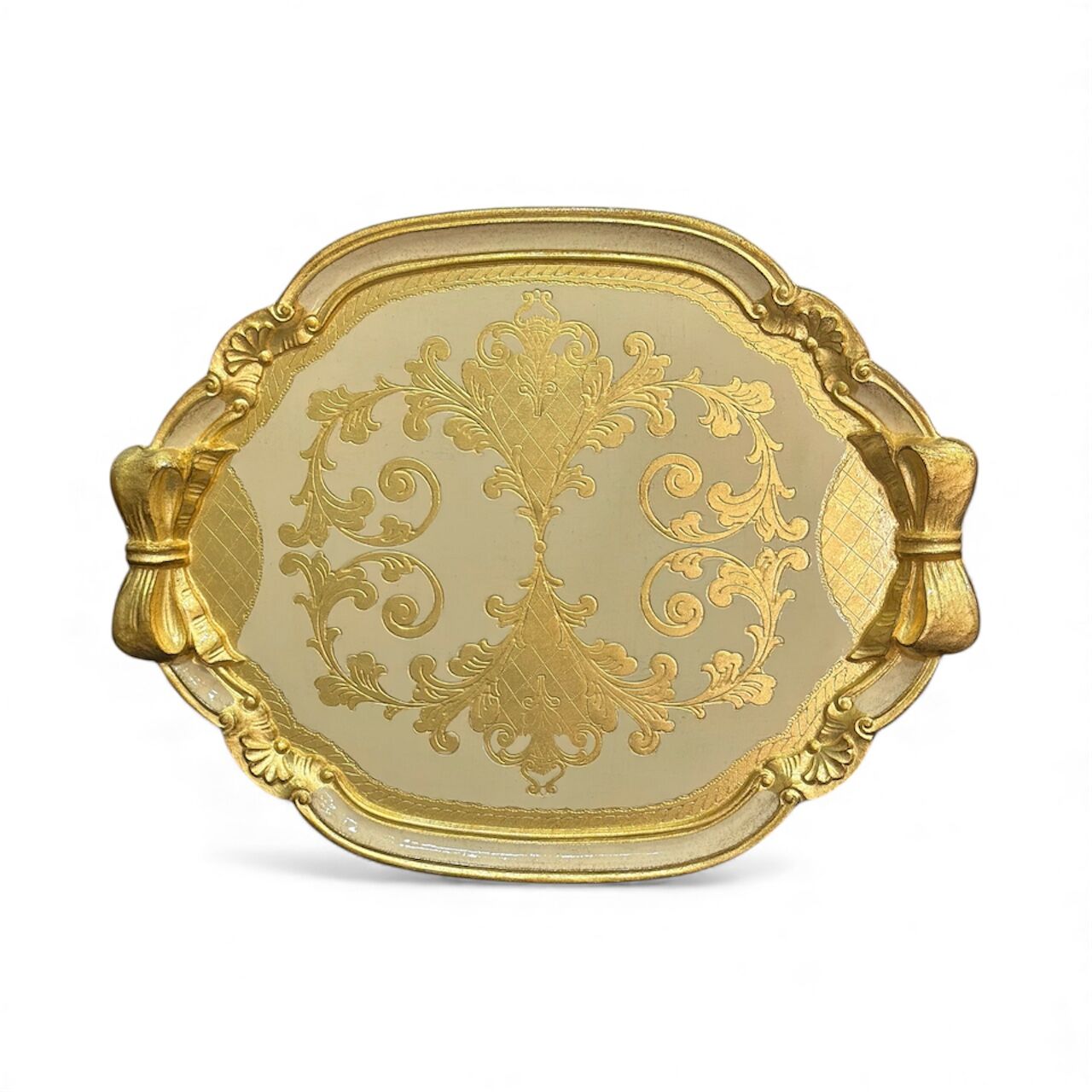 L&M Florance Art Gül Ağacı Krem Tepsi 52*41cm
