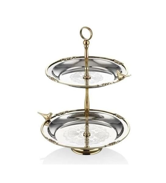 Lamedore Black Pearl Kuşlu 2 Katlı Sunumluk