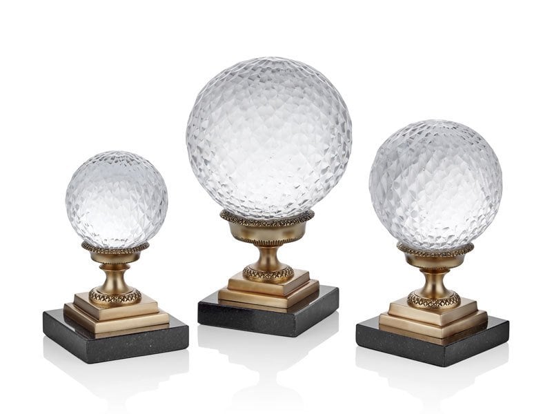 Lamedore 3'lü Bronz ve Kristal Top Aksesuar